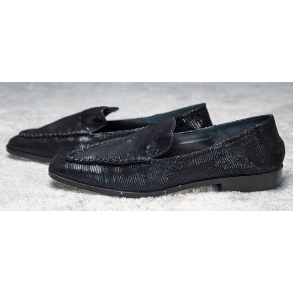Dolce Vita Beny Black Onyx Leather Snake Print Loafers Womens Size 9 NEW - Picture 8 of 13